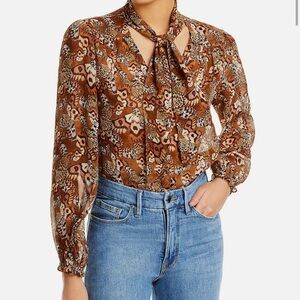 Paige butterfly print silk blouse SzS NWT